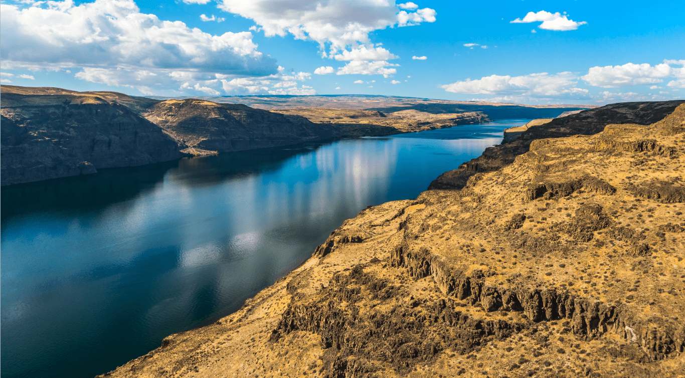 Overlooking the Columbia River as it flows through the Columbia River Gorge