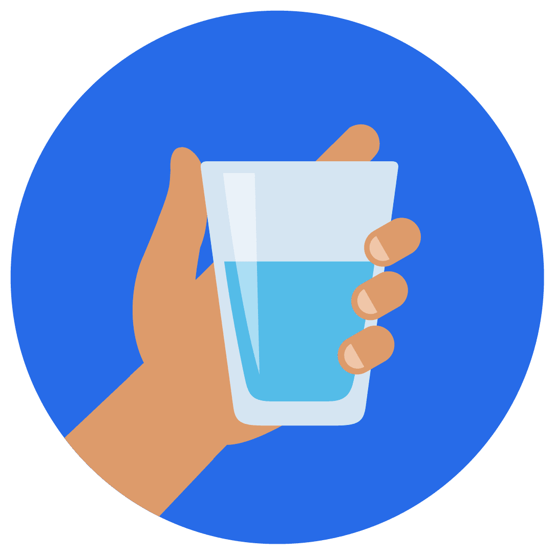 Illustration of a hand holding a glass of water